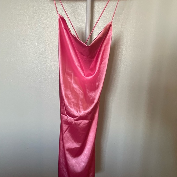 Fashion Nova- Satin Pink Mini Dress - Picture 2 of 4